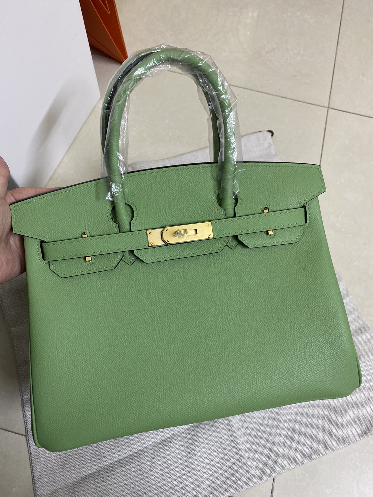 Hermes Birkin 35CM Epsom Leather Handbag Green Kiwi